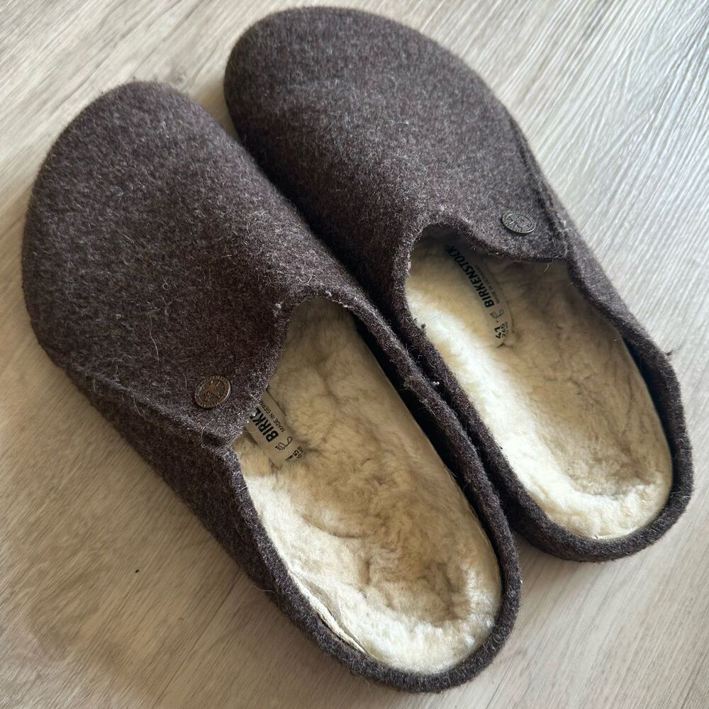 Birkenstock Zermatt Shearling Mocha Brown Wool Slipper Slides EU Size 41 - Picture 4 of 12